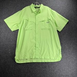 Under Armour Men's Loose Fit Short Sleeve Button Up Fishing Shirt HeatGear XXL